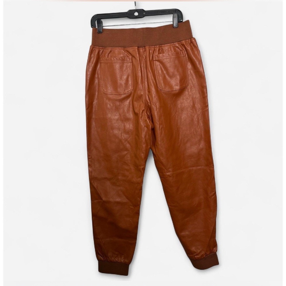 Kendall + Kylie Faux Leather Jogger Pants L Brown NWT Y2K Streetwear Luxe City - Picture 3 of 11